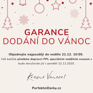 GARANCE DORUČENÍ DO VÁNOC 🎁🎄 Objednejte nyní a dárky s PPL budou doručovány již v pondělí.